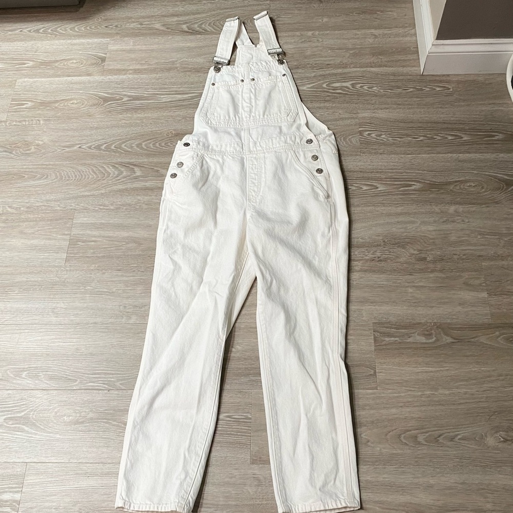 GAP White Denim Overalls Jumpsuit